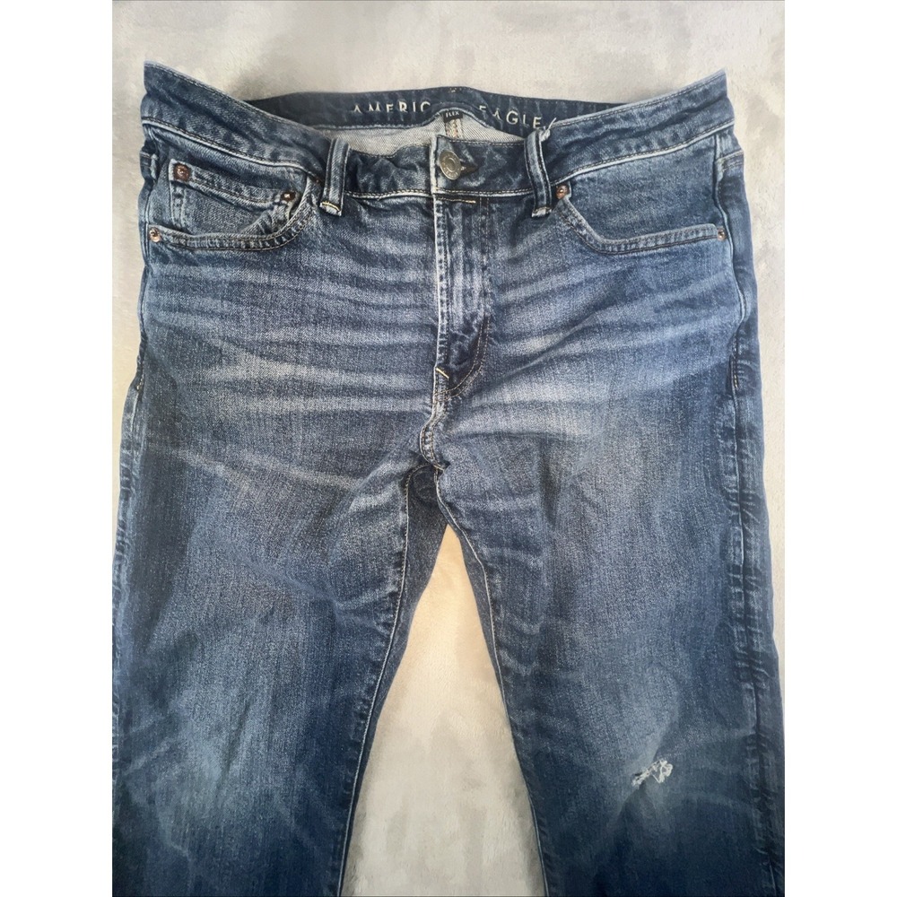 American Eagle Original Boot Jeans Men 34x32 M Wash Whiskering Honeycombing Fade